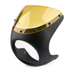 Light Goldenrod Universal Cafe Racer Handlebar 7inch Headlight Windshield Fairing Screen For Harley