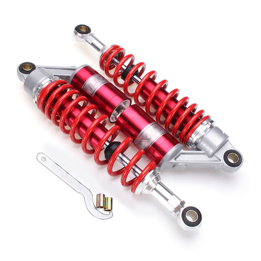 Brown Motorcycle Shock Absorber 7mm Motorized Damping 340mm Round Connector Red