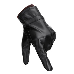 Black Mens Touch Screen Gloves PU Leather Winter Warm Waterproof Fleece Lined Thermal