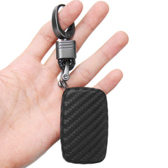 Light Pink Carbon Fiber Car Remote Key Fob Chain Ring Case Cover For Land Rover Jaguar
