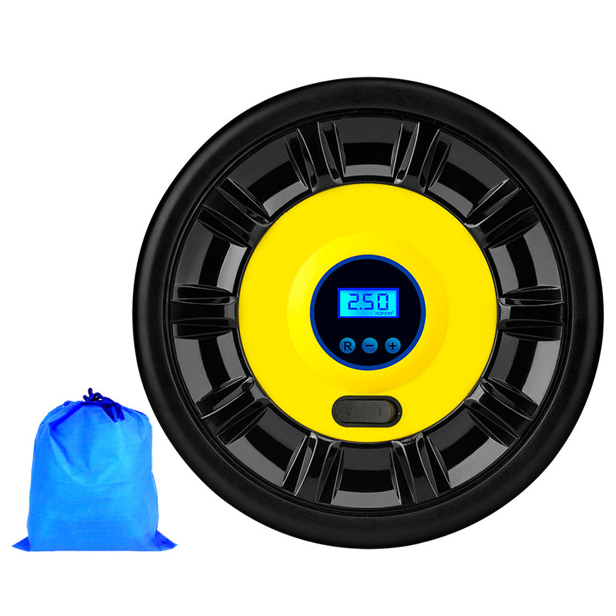 Yellow 12V Portable Tire Air Pump Digital Display/Pointer Compressor Inflator W/ LED Lights