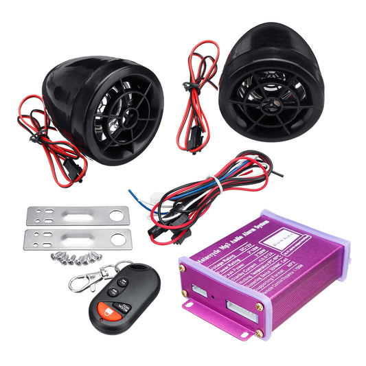 Orchid 12V Anti-theft Motorcycle Alarm System MP3 FM SD USB Remote Engine Start+2 Horns