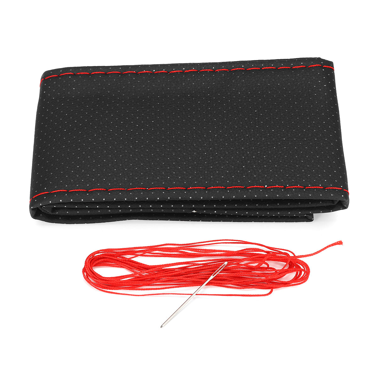 Black Red Line Car With Hand Sewing Steering Wheel Set Car Steering Wheel Covers - Auto GoShop