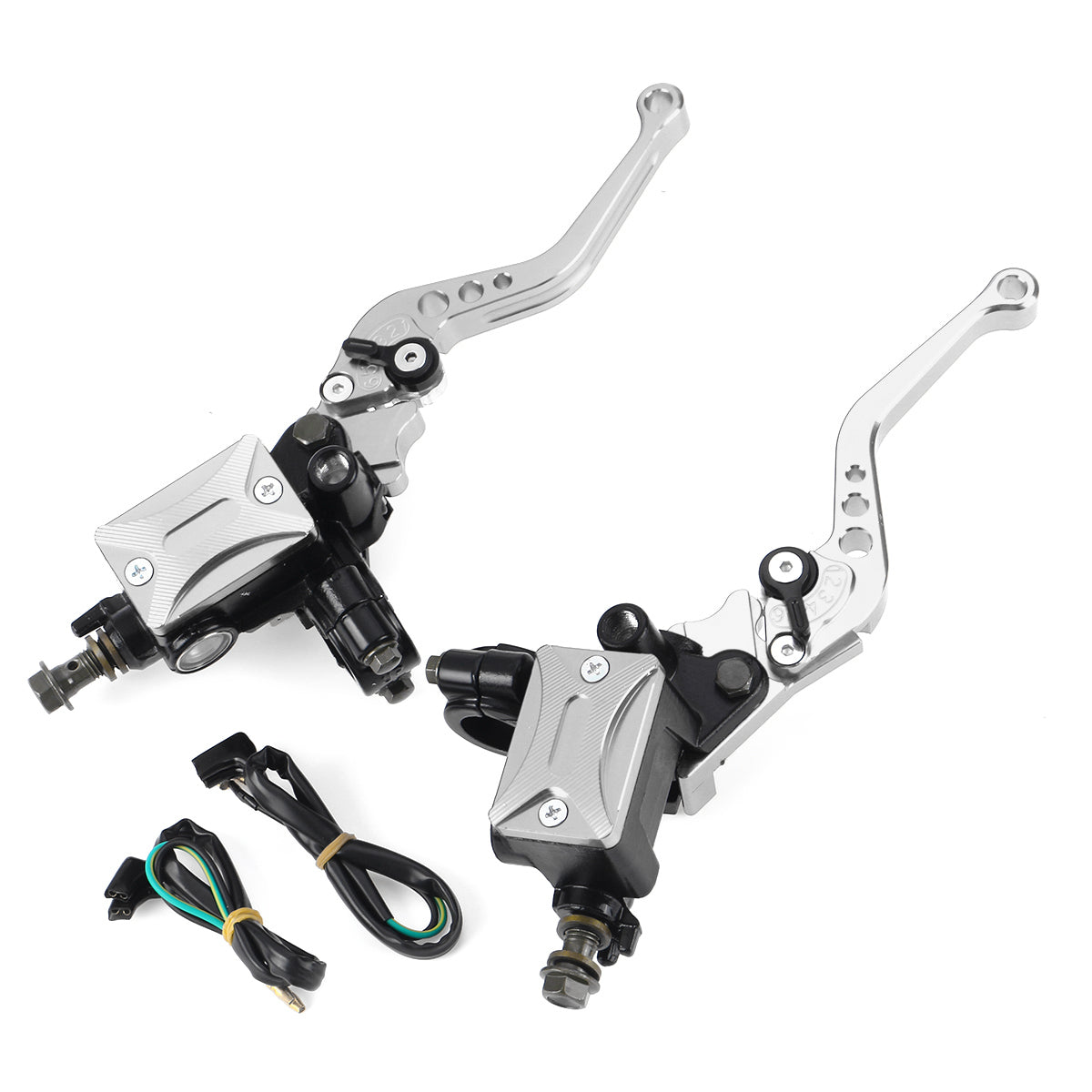 Gray 7/8 Inch 22mm Motorcycle Hydraulic Brake Clutch Master Cylinder Reservoir Lever With Cable Aluminum Universal