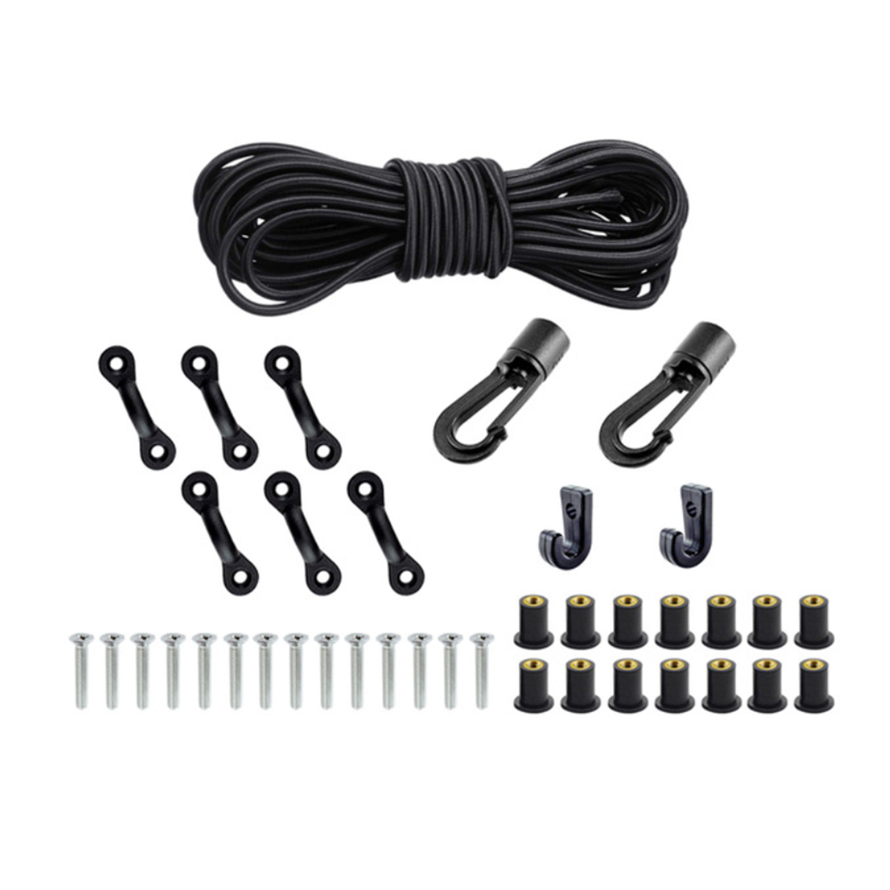 Black BSET MATEL Marine Products Expanded Deck Rigging Kit Accessory Elastic Rope Bungee Nylon C and Buckle For Kayaks Canoes Boat Accessories