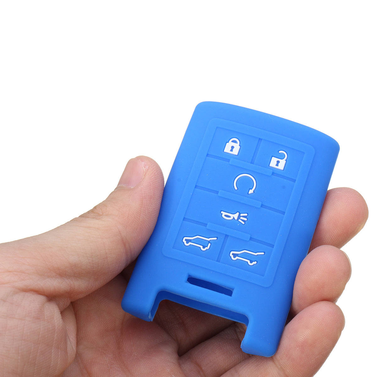 Cornflower Blue 6 Buttons Silicone Remote Key Case Shell Cover Holder For Cadillac CTS Escalade