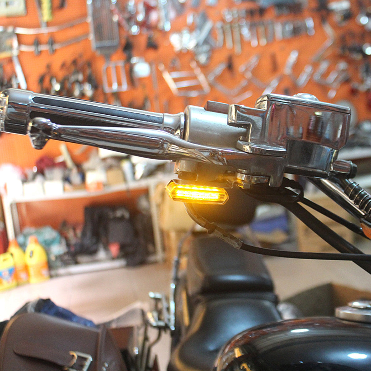 Sienna 2pcs LED Turn Signal Indicators Flowing Running Water Light Amber Dynamic Motorcycle Bike Handlebar Mount