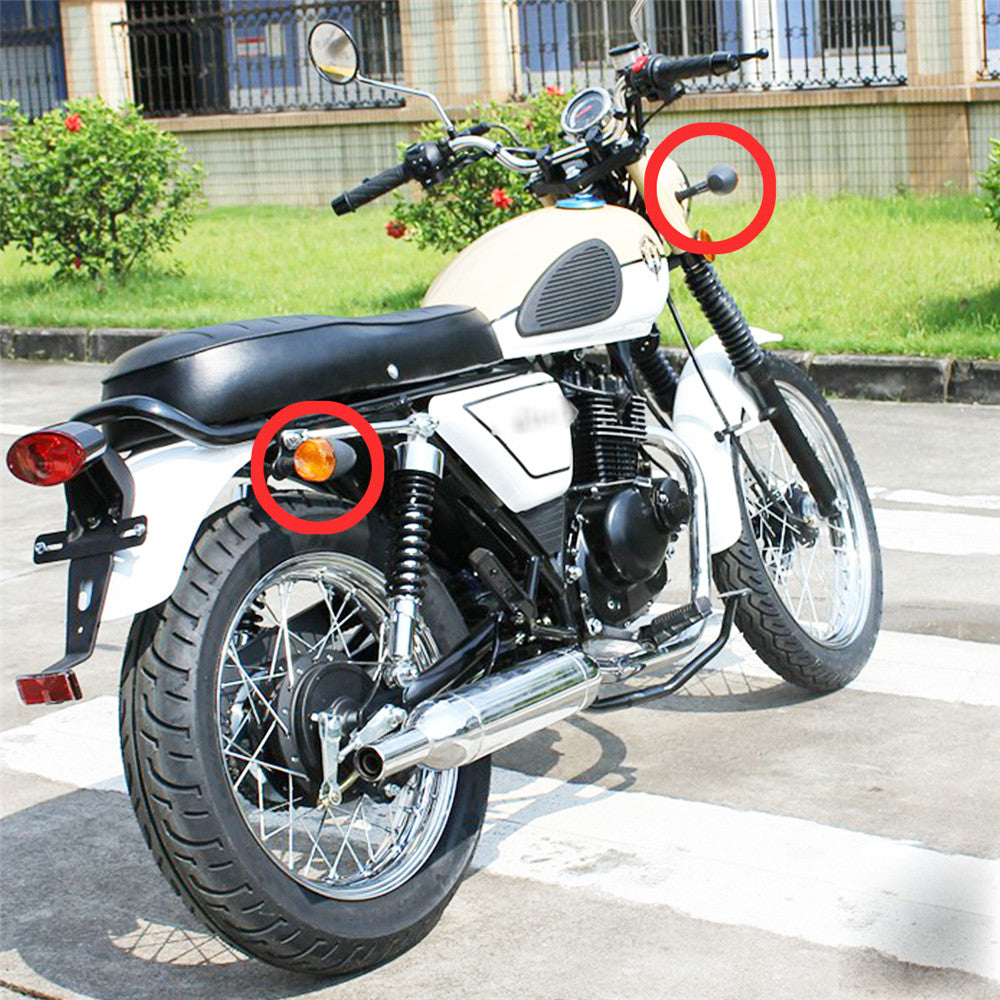 Black Universal 4PCS Retro Motorcycle Bike Flasher Black Front Rear Blinker Turn Lights Indicator