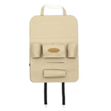 Tan Multi-functional Leather Car Seat Back Storage Bag Multi Pocket Phone Cup Holder Organizer