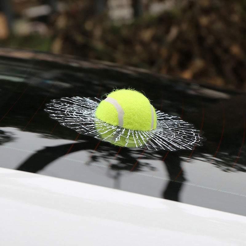 Khaki Creative Waterproof  PVC 3D Car Window Stickers Tennis Ball Hits Car Body Decal