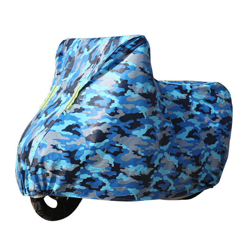 Dark Slate Blue Motorcycle Protector Cover Rain Dust Waterproof Nylon Sheet Motorbike With Reflective Strip