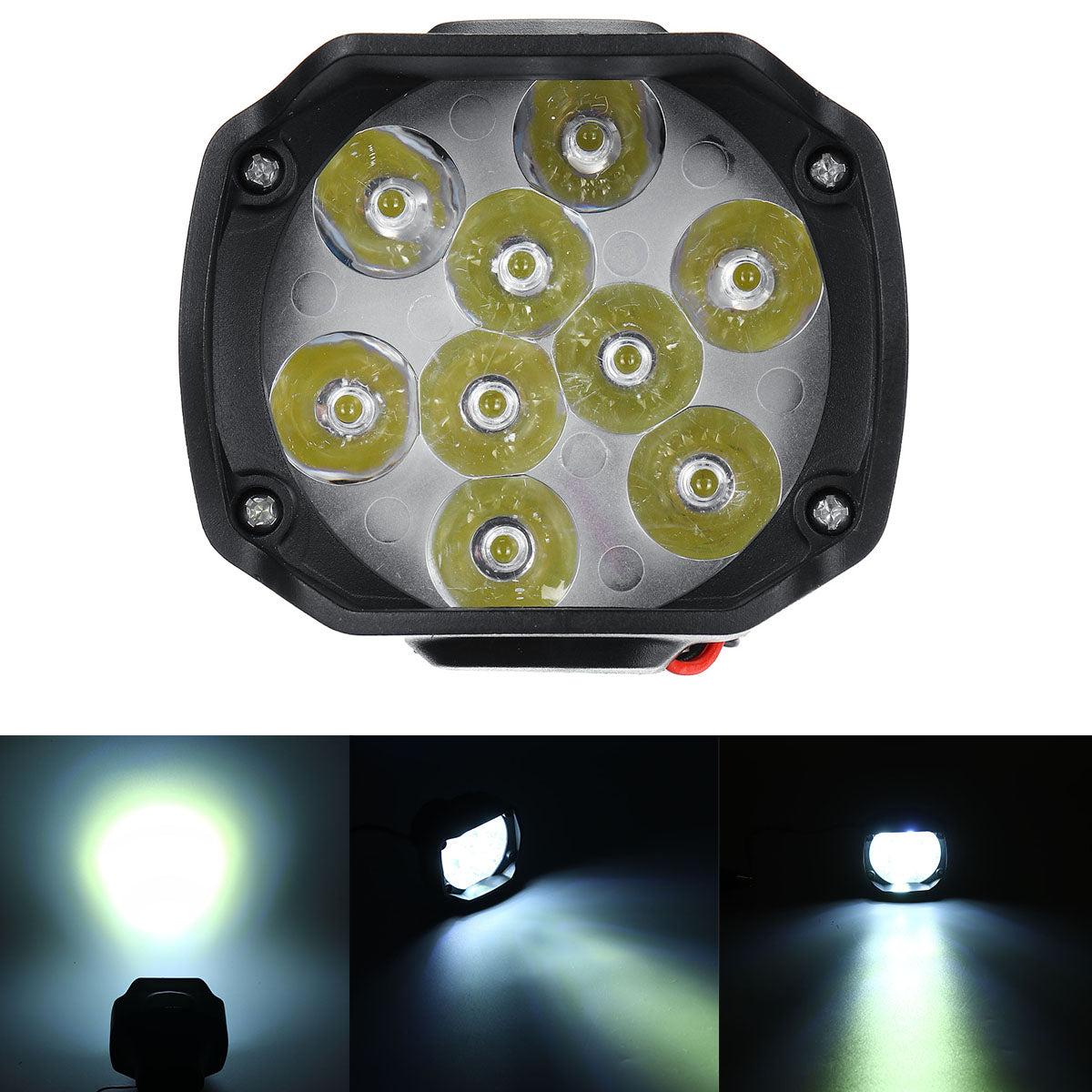 Olive Drab 12V10W 1000LM 9 LED Super Bright Motorcycle Headlight Bulb Work Light Fog Driving Spot Lamp Night Headlamp For UTV ATV