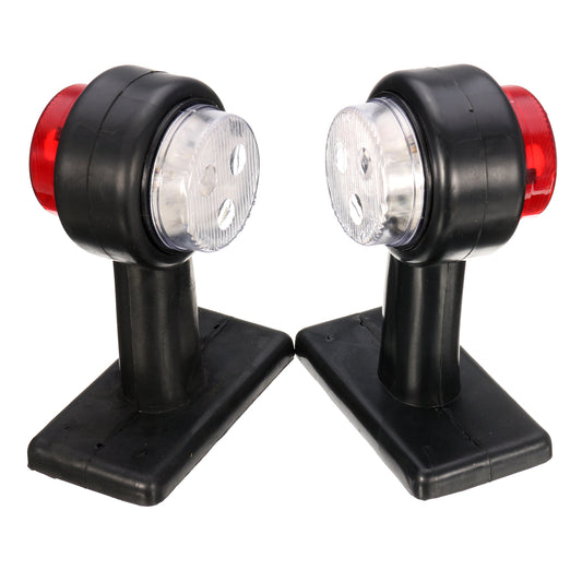 Black Pair LED Double Side Marker Clearance Lights Lamp Red White for 12V 24V Truck Trailer Caravan