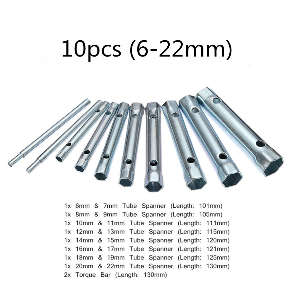 Dark Gray 6Pcs 8-19mm/10pcs 6-22mm Metric Tubular Box Wrench Set Tube Bar Spark Plug Spanner