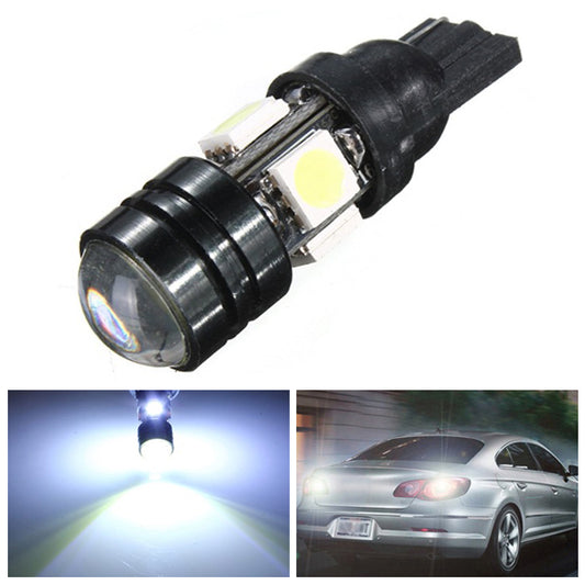 Lemon Chiffon T10 Car LED Auto Lamp 5W-12V Light Bulbs With Bifocal Lens White Light