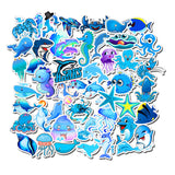 Medium Turquoise 49 Cartoon Animal Personality Doodle Car Stickers Travel Box Doodle Body AZ010 (A)