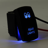 Black 12V 24V with Cable Rocker Switch ON-OFF Dual Blue LED Light Bar Waterproof Car Boat Bus RV (#1)