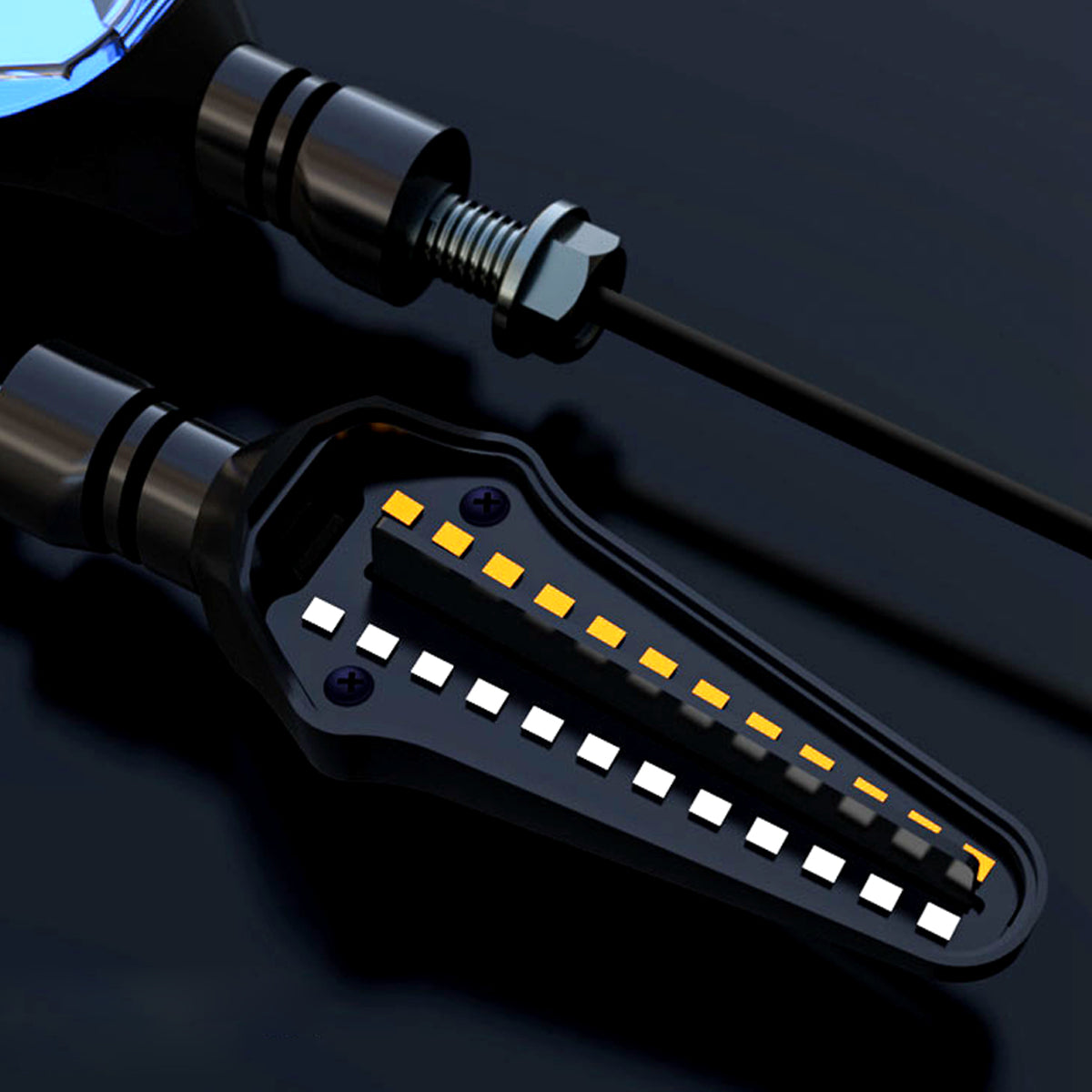 Black Pair Motorcycle Dynamic LED Turn Signal Indicator + Neon Glow EL DRL Stop Lights