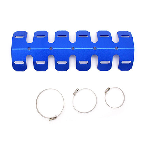 Royal Blue Universal Motorcycle 2-stroke Engine Exhaust Muffler Pipe Heat Shield Cover Guard