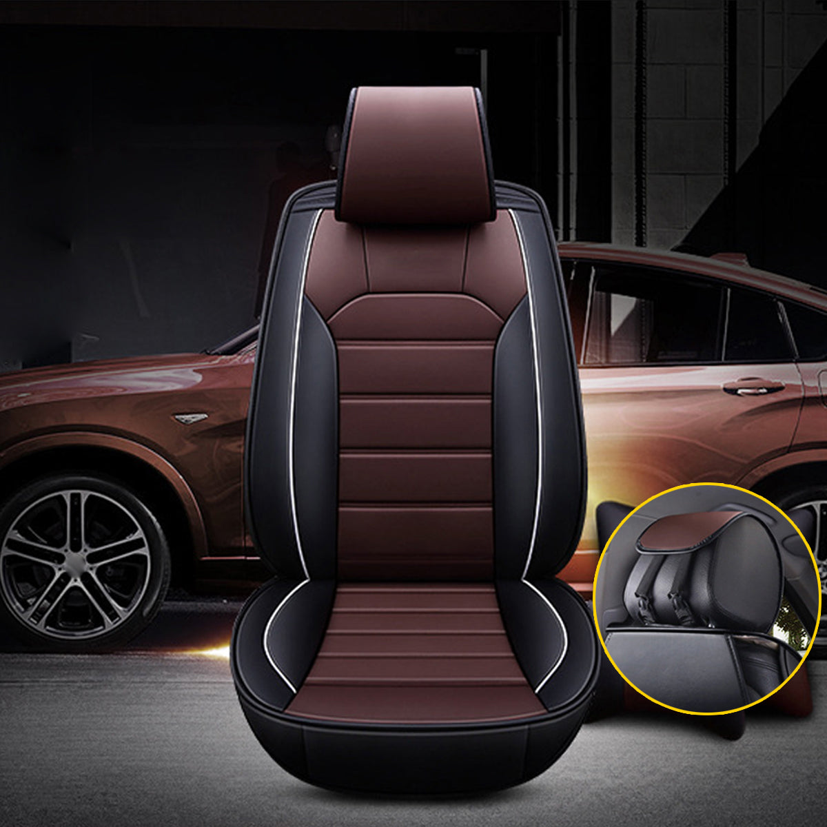 1 Pcs Universal PU Leather Car Seat Covers Cushions Front Stitching Seat Protector - Auto GoShop