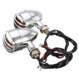 Gray 2pcs 12V Amber Motorcycle Turn Signal Indicator Lights Lamp For Harley