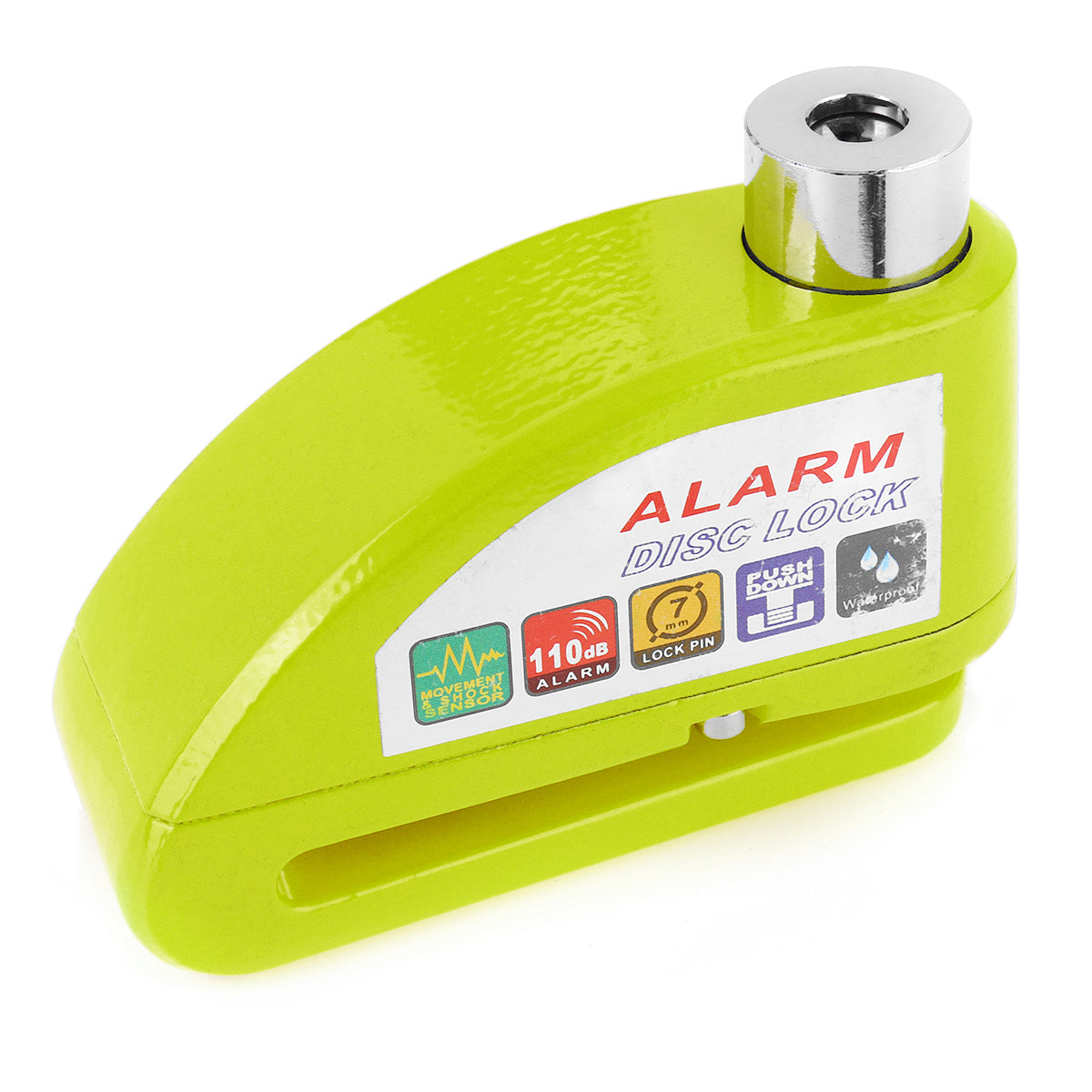Yellow Green Wheel Disc Brake Alarm Lock Security Anti-theft Zinc Alloy For Motorcycle Scooter Bike