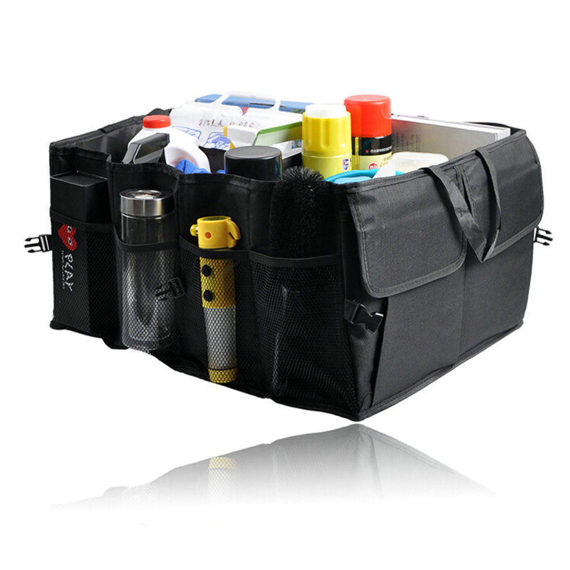Foldable Car Rear Trunk Storage Bag Travel Organizer Holder Interior Big Capacity Box (Black) - Auto GoShop