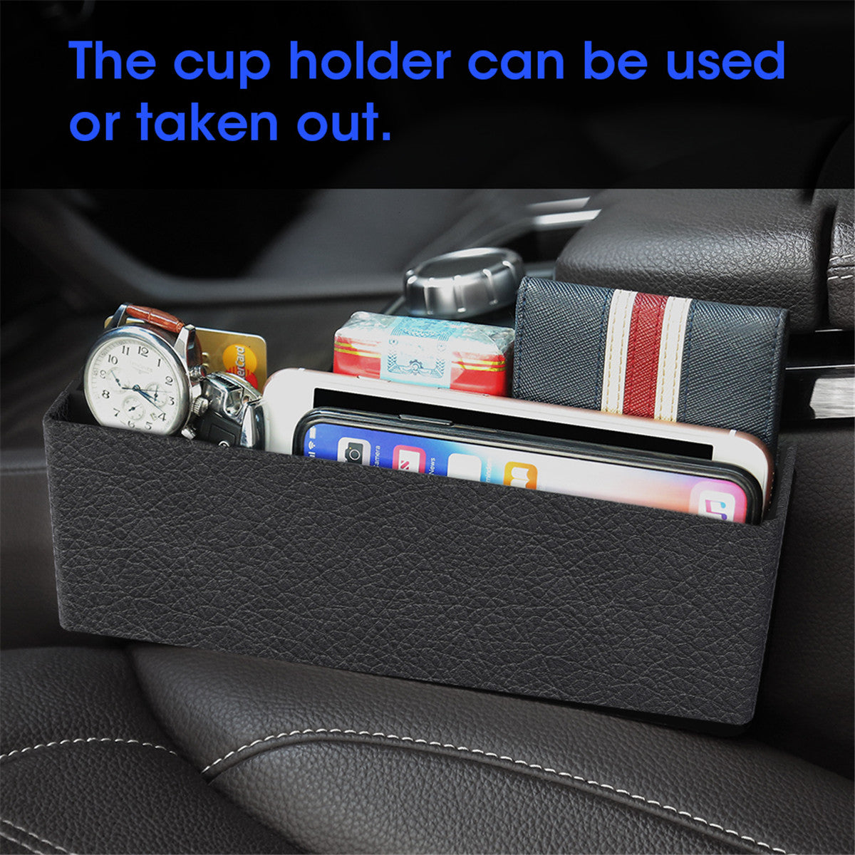Dark Slate Gray Universal Multi-functional Car Seat Gap Storage Box Pocket Organizer Phone Card Cup Holder Both Sides Disassembled