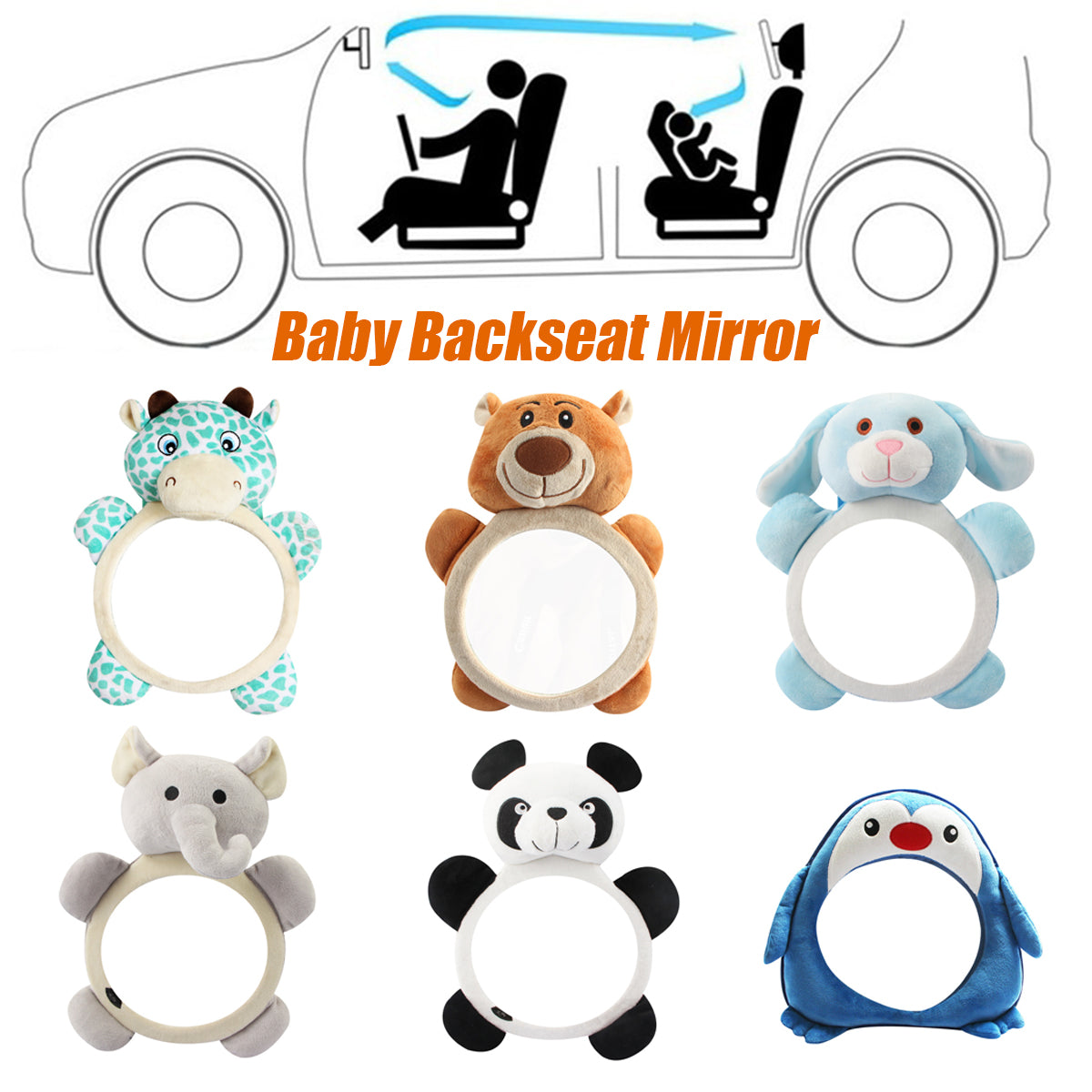 Light Salmon Baby Backseat Mirror Safety Seat Rear View Mirror For Car View Infant Rear Facing Newborn Animal