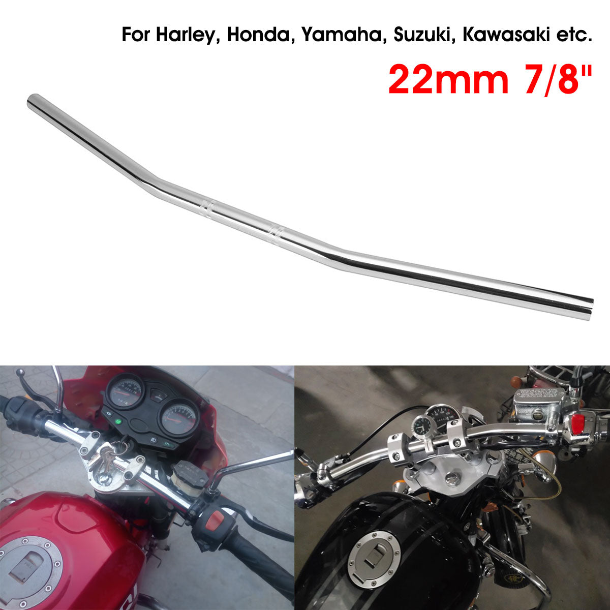 White 7/8inch 22mm Motorcycle Drag Straight Handlebar For Suzuki Honda CG125 GN125 JH70