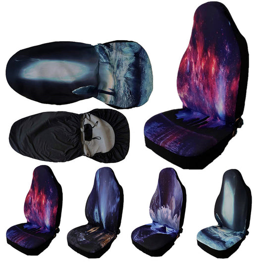 Black Universal Car Seat Cover Single Front Rear Headrests 4 Types Polyester Washable