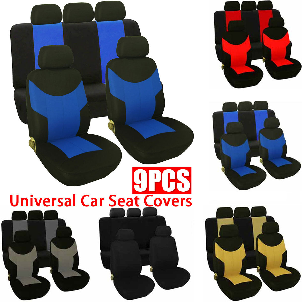 4PCS/9PCS Universal Car Seat Covers Set Full Car Seat Protector Cushion Cover - Auto GoShop