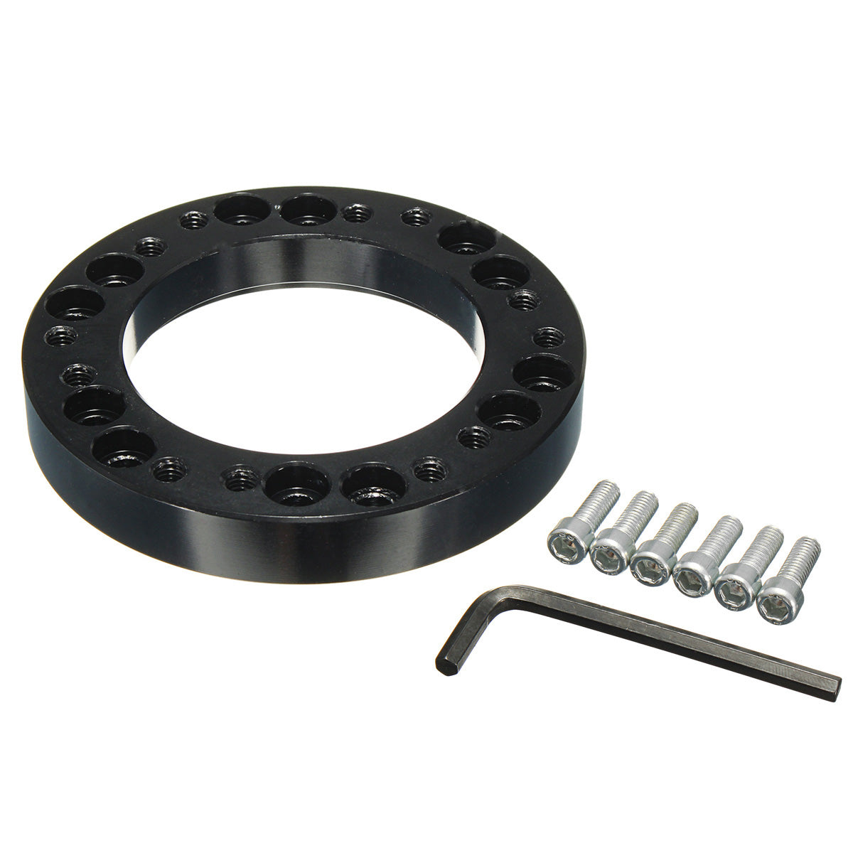 Black Steel Ring Wheel Hub Adapter Spacer Kit For NARDI PERSONAL SPARCO OMP MOMO - Auto GoShop