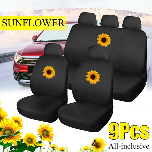 Universal Five-Seater Car Seat Cover Protector Sunflower Front & Rear Seat Covers - Auto GoShop