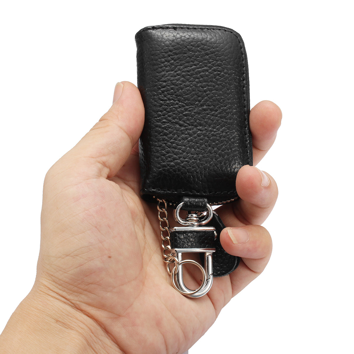 White Universal Car PU Leather Smart Remote Key Case Holder Bags Fob Black