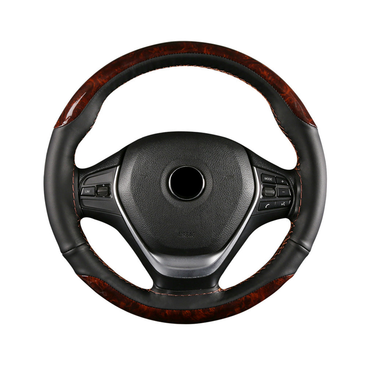 38cm Microfiber Leather Braiding Car Steering Wheel Case Cover Sports Style - Auto GoShop