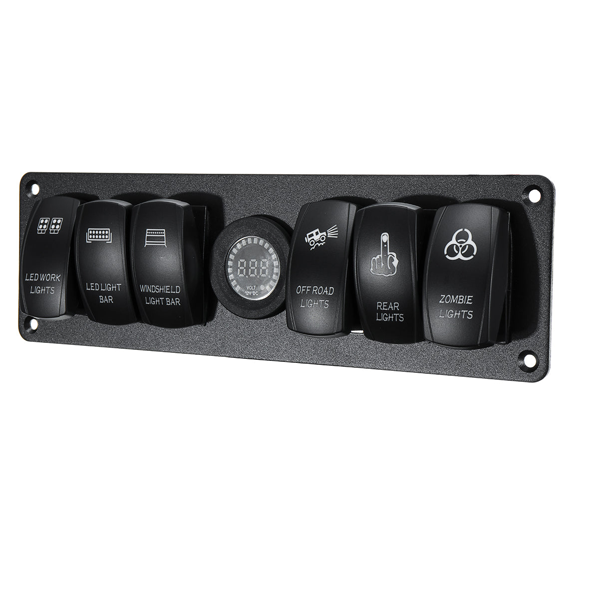 Dim Gray 12V-24V 6 Gang LED Digital Voltmeter Marine Ignition Toggle Rocker Switch Panel