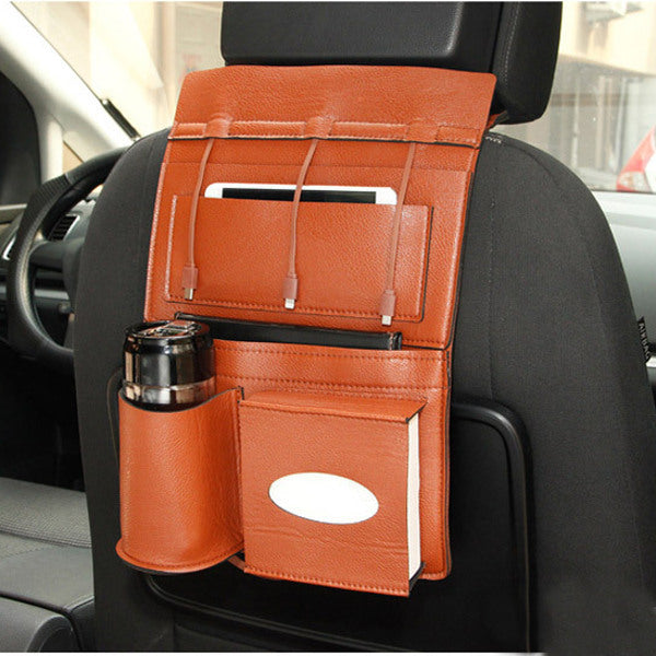 Car Seat Back Multi Pocket Micro Usb 8Pin Type-c Charging Cable Storage Bag - Auto GoShop
