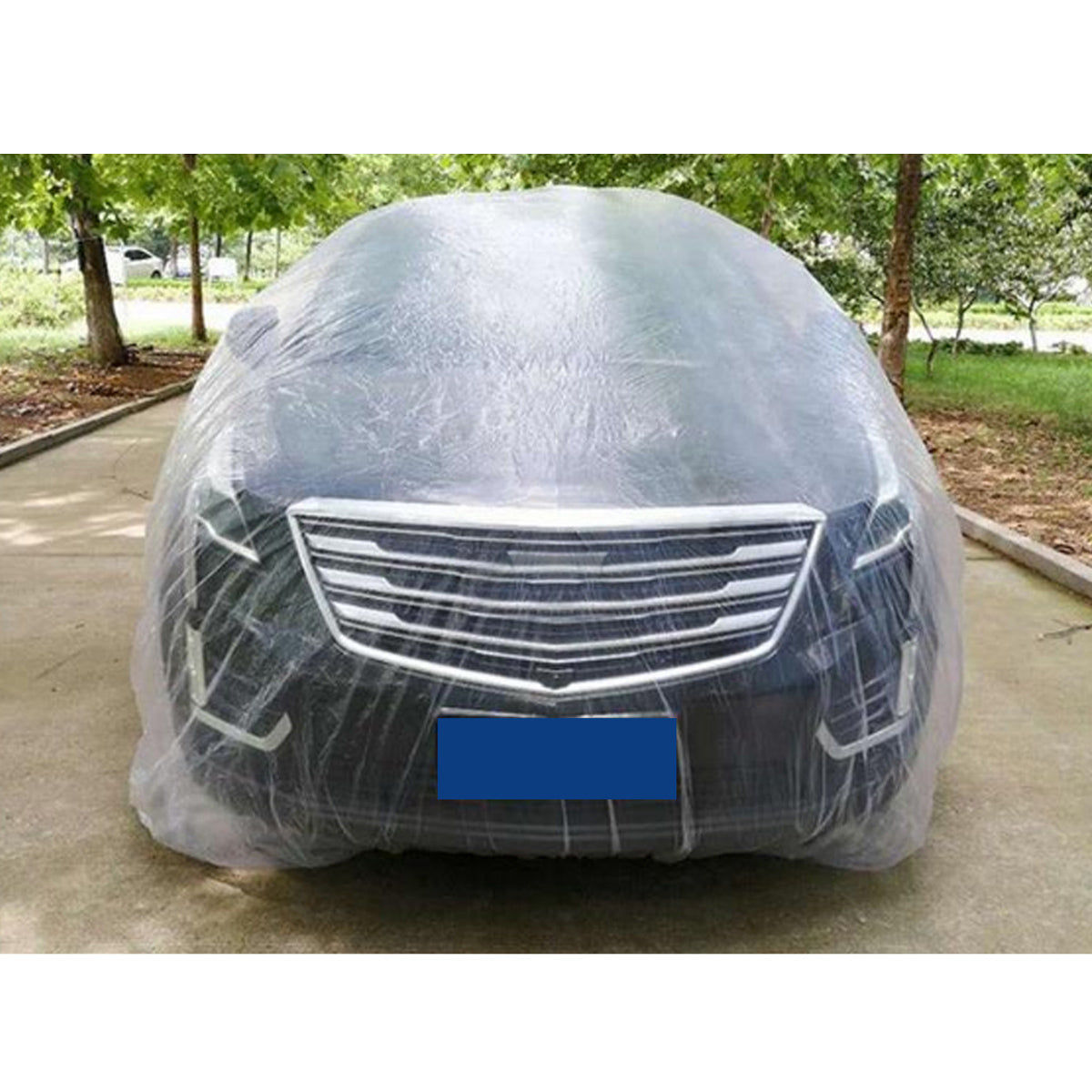 Gray Car Disposable Plastic Cover Waterproof Transparent Dustproof Rian Cover Clear