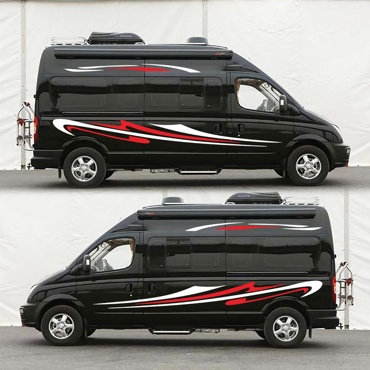 Black Stripes Decal Vehicle Camper Caravan Motorhome Stickers For Mercedes Sprinter