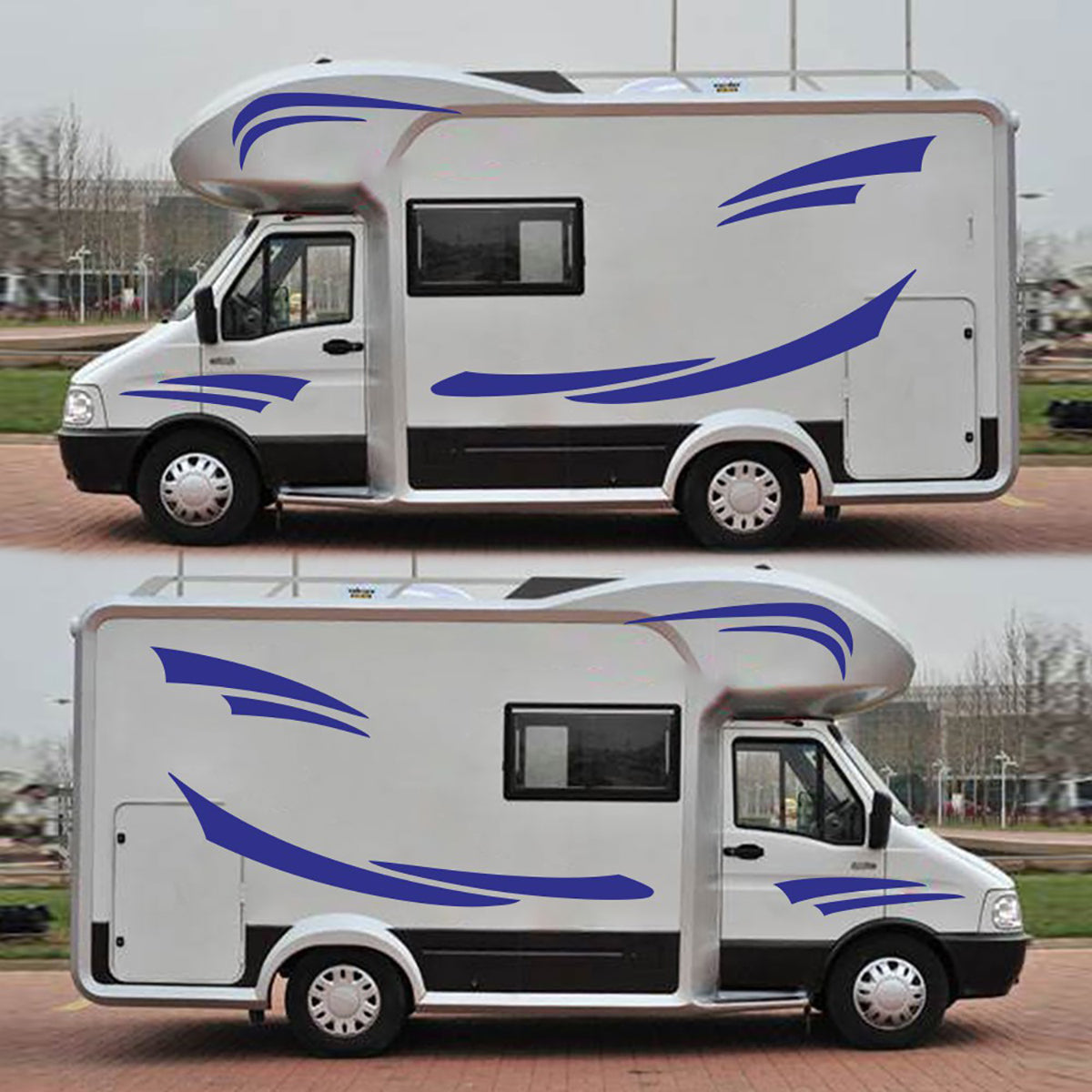 Gray 2PCS Graphics Stripe Stickers Decals Set For Motorhome Camper Van Caravan Horsebox
