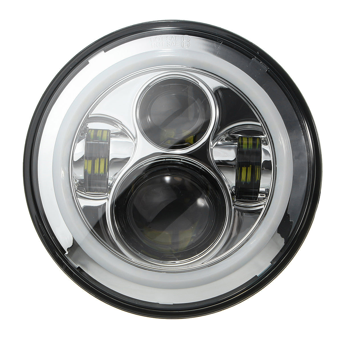 Dark Slate Gray 7inch Round Hi/Lo Beam LED Halo Ring DRL Signal Lamp Headlights For Harley/Jeep