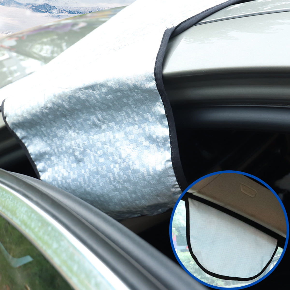 Light Slate Gray Car Snow Cover Windshield Sun Shade Wind Frost Protector w/ 3 Magnet Magnetic