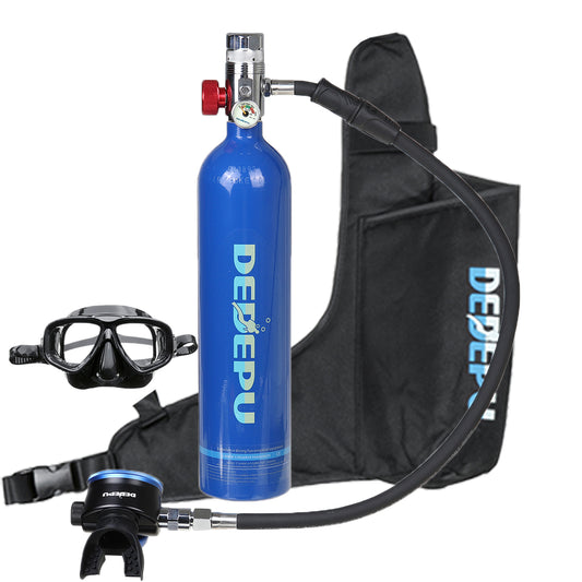 Dark Slate Blue 1L Scuba Oxygen Cylinder Air Tank Underwater Glassess Breathing Equipment Set