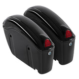 Black 26L Motorcycle Hard Trunk Saddlebags Saddle Bags Side Box w/ bracket light For Cruiser