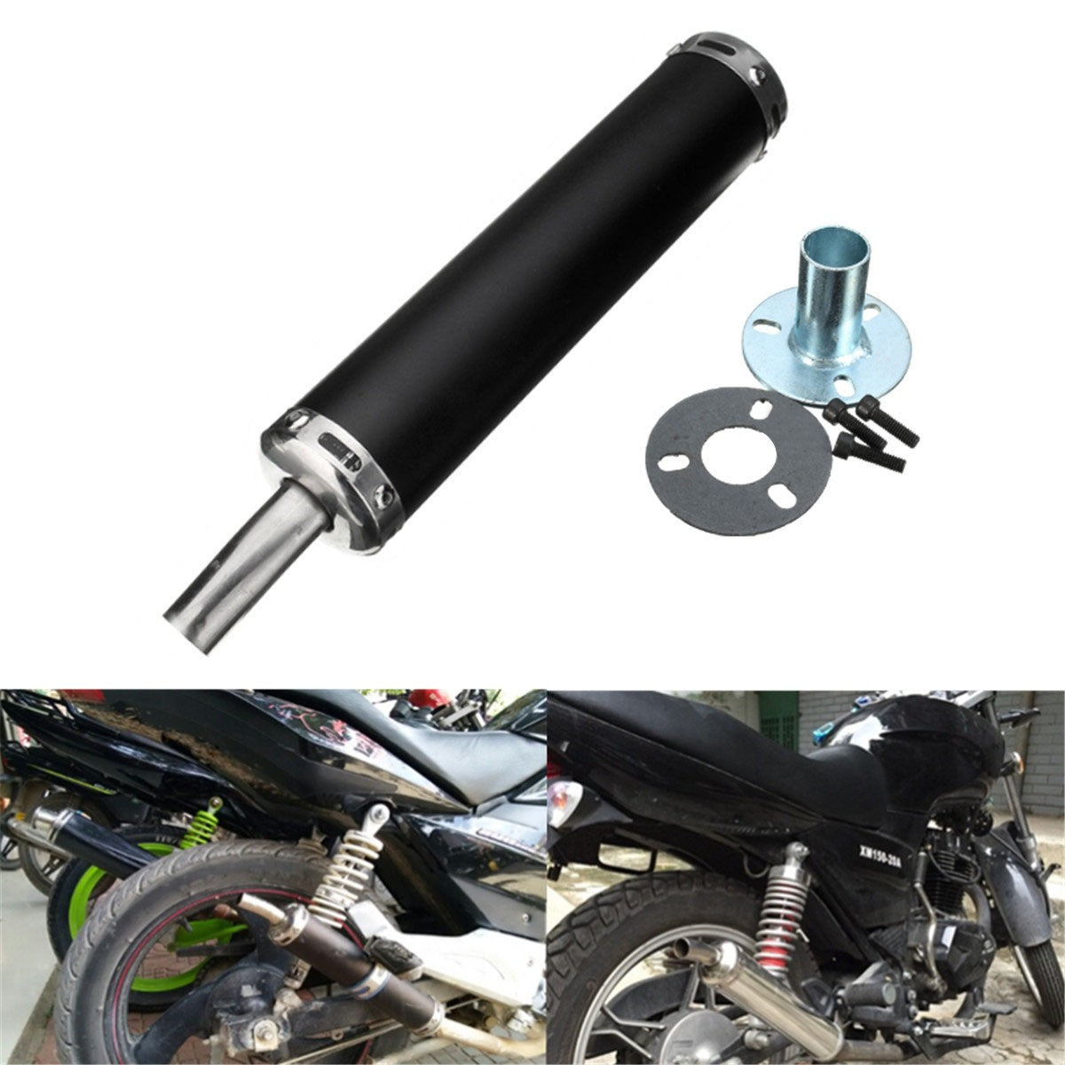 White Smoke Exhaust Muffler Silencer Pipe Motorcycle Racing 6x28cm Universal For Street Scooter