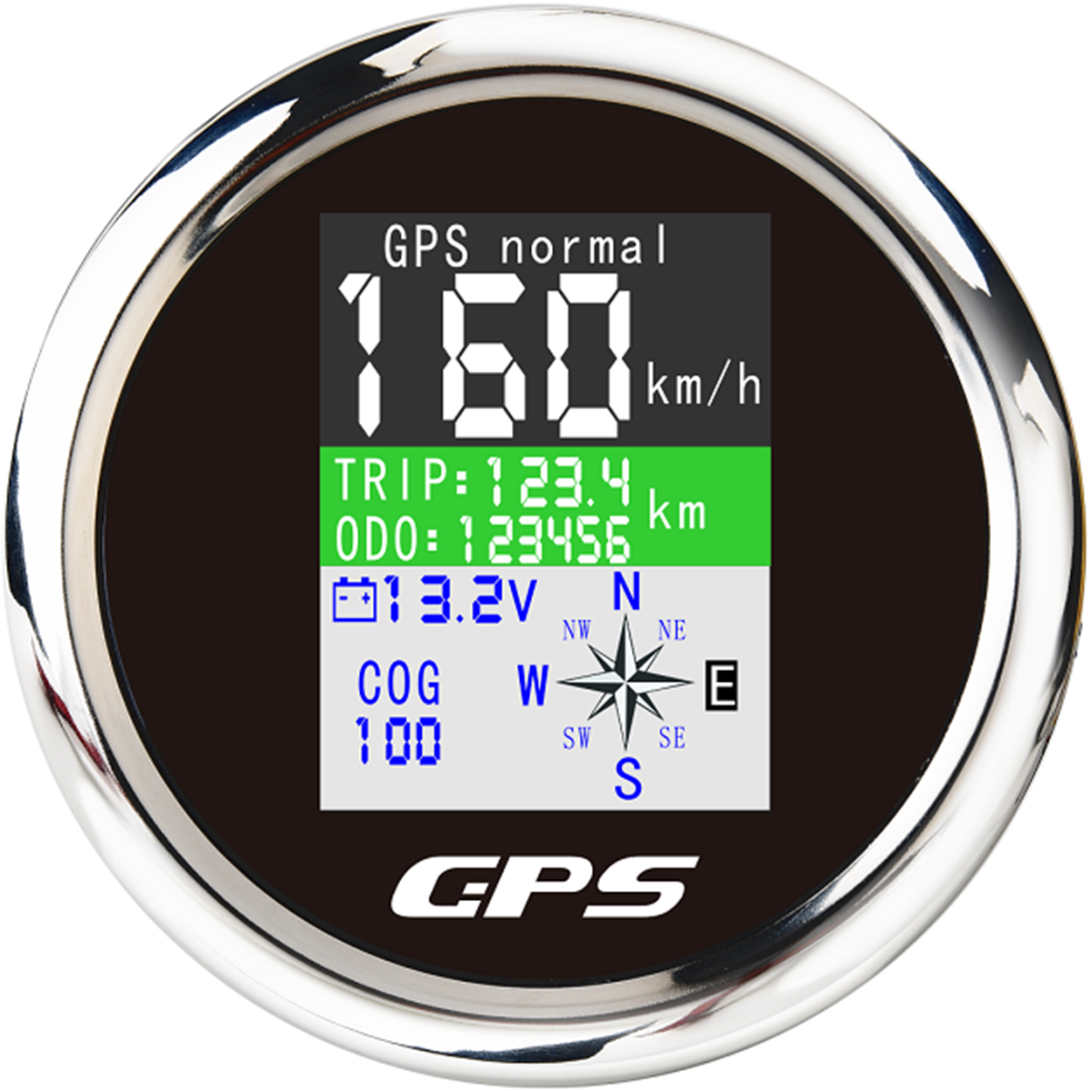 Lime Green 85mm 9-32V TFT Screen GPS Speedometer Odometer Marine Boat Yacht Trip COG with GPS Antenna