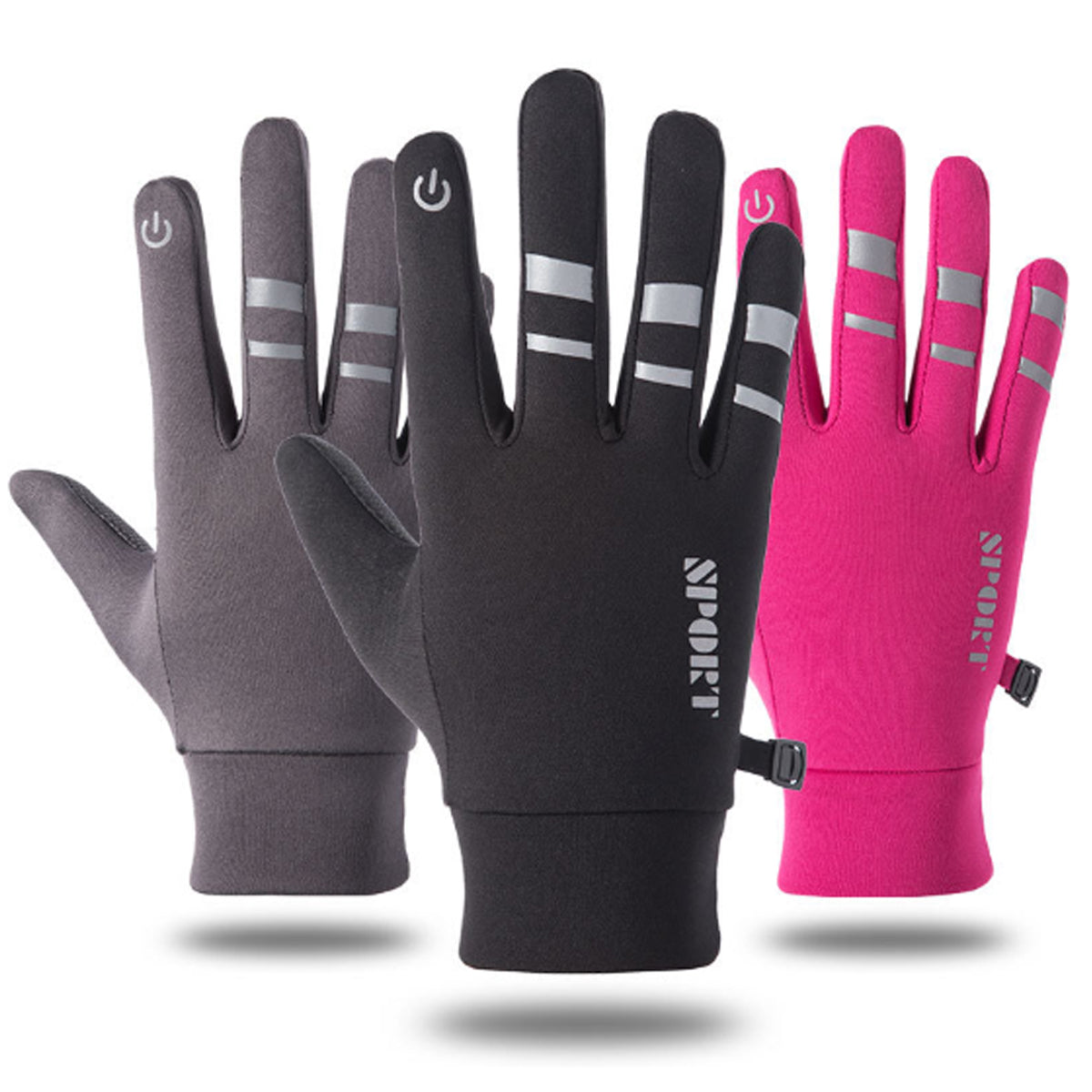 Violet Red Winter Cycling Warm Windproof Waterproof Anti slip Thermal Touch Screen Gloves