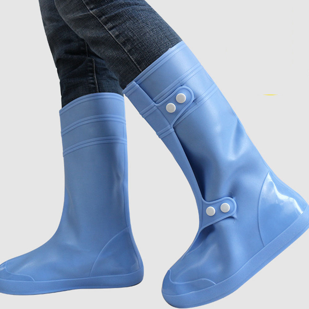 Steel Blue Motorcycle Waterproof Rain Shoe Covers One Piece Style Thicker Scootor Non-slip Boots Covers