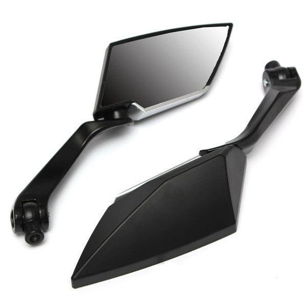 Motorcycle Rear View Side Mirrors Black Universal For Honda Yamaha Suzuki - Auto GoShop